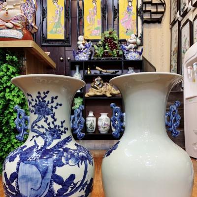 Cặp bình tích cổ Chim Trĩ Hoa Phù Dung